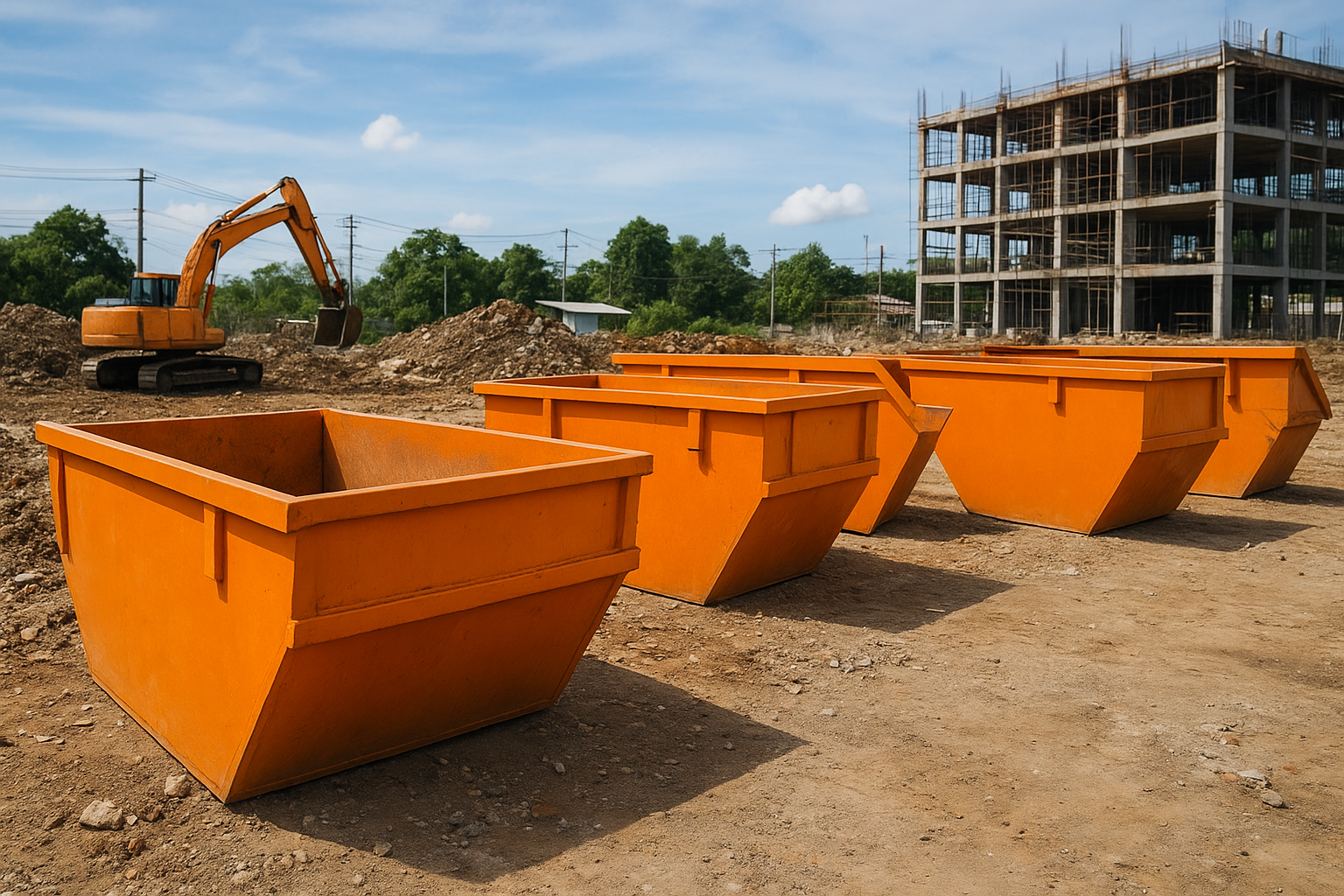 Caçamba de entulho em obra